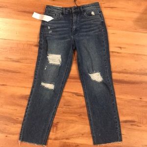 Brand new hi rise crop straight cut off jeans